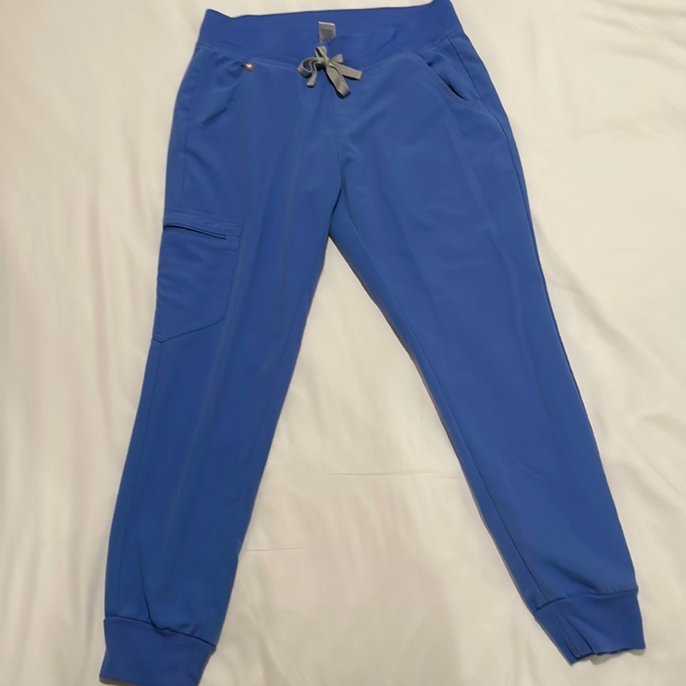 Figs High Waisted Zamora Pants Size Small Petite Ceil Blue